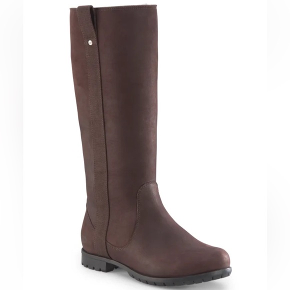 UGG Shoes - UGG Brown Leather Junipero Shearling Lined Tall Riding Boot Size 6
